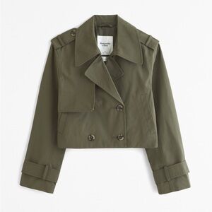 A&F Olive Green Cropped Trench